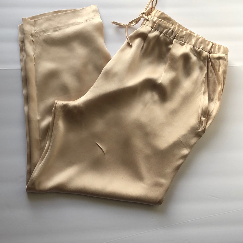 Elizabeth and James Beige Satin Joggers